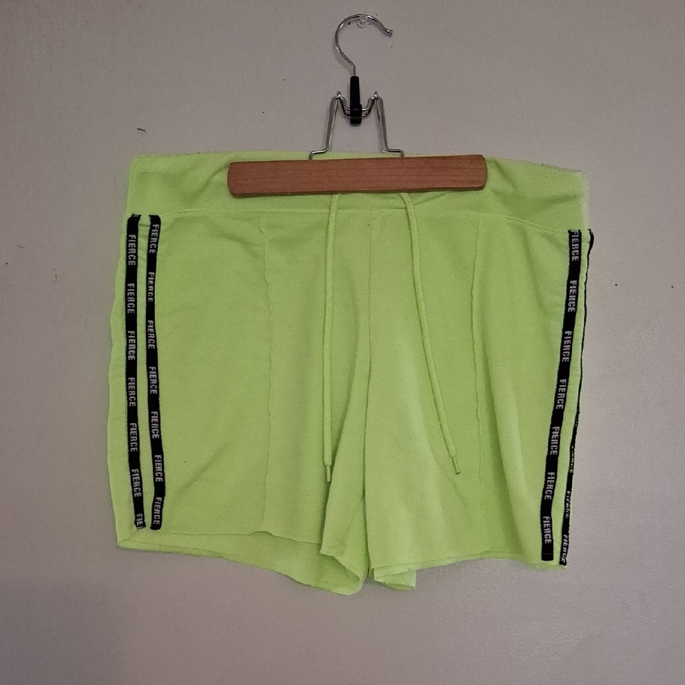 No Boundaries Neon Lime Athletic Drawstring Shorts with Side Tape